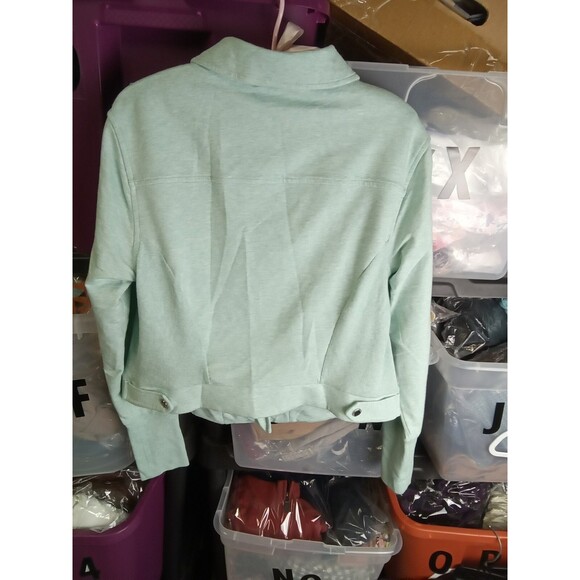 H By Halston Jacket Size 12 Zip Green Pockets Cotton Blend - Picture 6 of 8